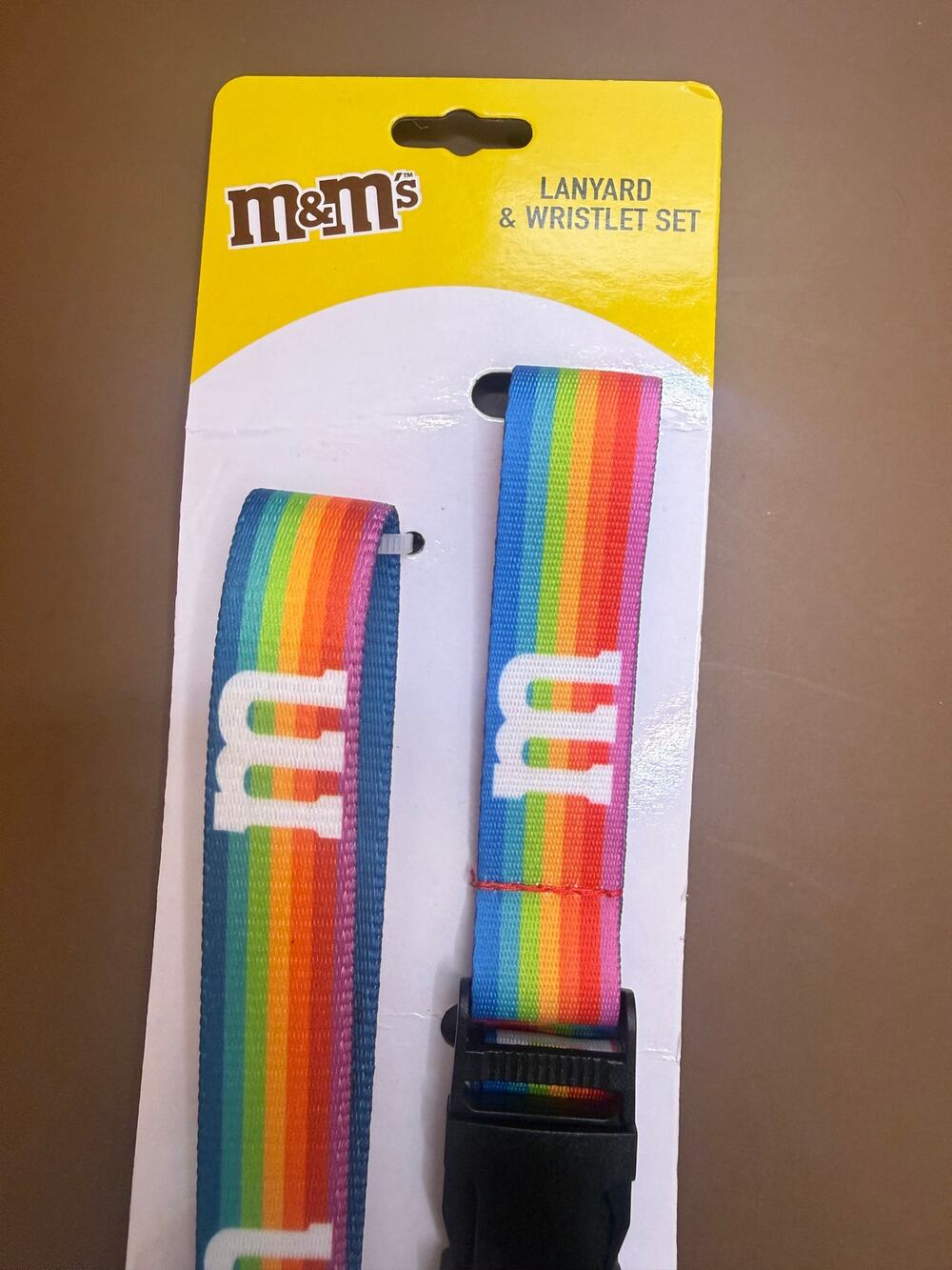 M&M’s Rainbow Lanyard and Wristlet Set New on Card Keychain ID Badge Holder